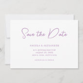 Modern Lavender Wedding Script Save The Date (Voorkant)