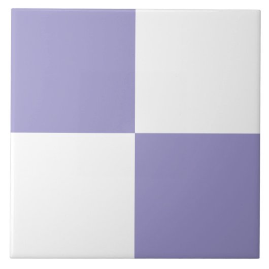 Modern Lavender White Checkered Ceramic Tile Tegeltje (Voorkant)