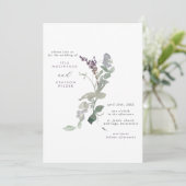 Modern Lavender Wild Flowers & Greenery Wedding Kaart (Staand voorkant)