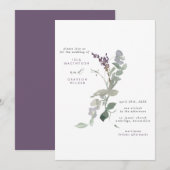 Modern Lavender Wild Flowers & Greenery Wedding Kaart (Voorkant / Achterkant)