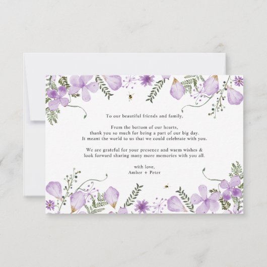 Modern Lavender Wildbloemen Hartelijk dank Bedankkaart (Achterkant)