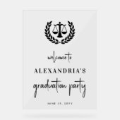 Modern Law School Graduation Party Welkom Acryl Bord (Voorkant)