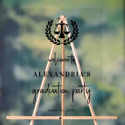 Modern Law School Graduation Party Welkom Acryl Bord (Neutraal)