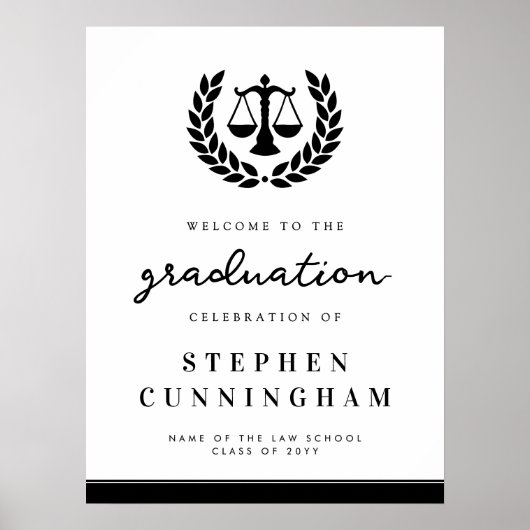 Modern Law School Graduation Party Welkom Poster (Voorkant)
