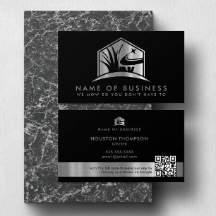 Modern Lawn Care Logo Landscaper Service QR Code Visitekaartje
