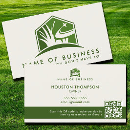 Modern Lawn Care Logo Landscaper Service QR Code Visitekaartje