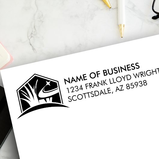 Modern Lawn Care Logo Landscaping Retouradres Zelfinktende Stempel