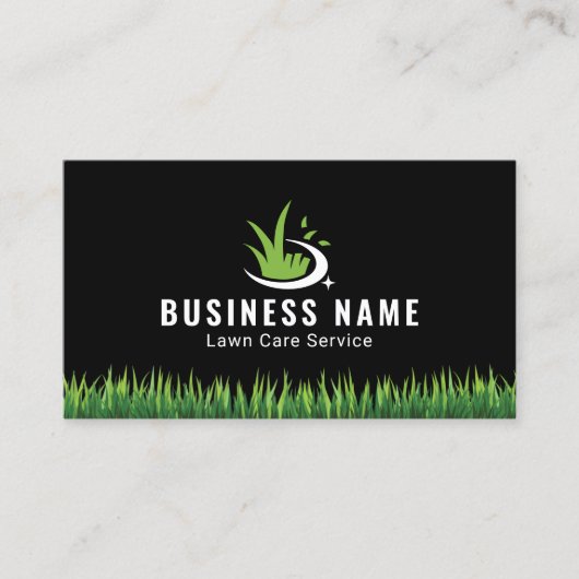 Modern Lawn Care Logo Professional Landscaping Visitekaartje (Voorkant)