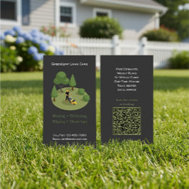 Modern Lawn Mowing Service Business Card with QR  Visitekaartje