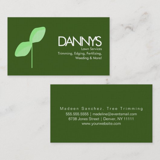 Modern Lawn Services Simple Leaf Visitekaartje (Voorkant / Achterkant)