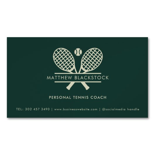 Modern Lawn Tennis Professional Coach Custom Magnetisch Visitekaartje (Voorkant)