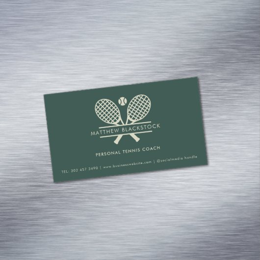 Modern Lawn Tennis Professional Coach Custom Magnetisch Visitekaartje (Voorbeeld)