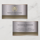 Modern Lawyer Attorney Gold en Silver Courthouse Visitekaartje (Voorkant / Achterkant)