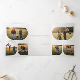 Modern Layout Family Photo Christmas Holiday Drieluik Uitnodiging
