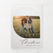 Modern Layout Family Photo Christmas Holiday Drieluik Uitnodiging (Cover)