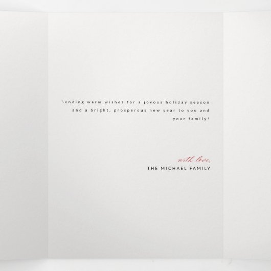 Modern Layout Family Photo Christmas Holiday Drieluik Uitnodiging (Binnenkant midden)