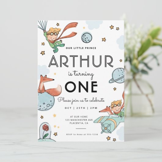 Modern Le Petit Prince Verjaardagsfeest Kaart (Staand voorkant)