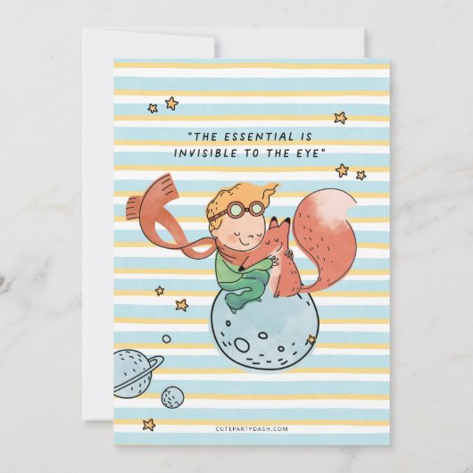 Modern Le Petit Prince Verjaardagsfeest Kaart (Achterkant)