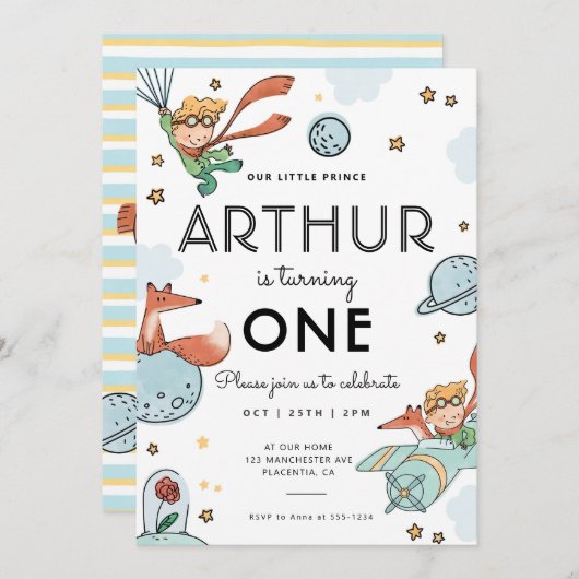 Modern Le Petit Prince Verjaardagsfeest Kaart (Voorkant / Achterkant)