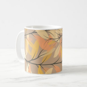 Modern Leaf and Branch Autumn Pattern Koffiemok