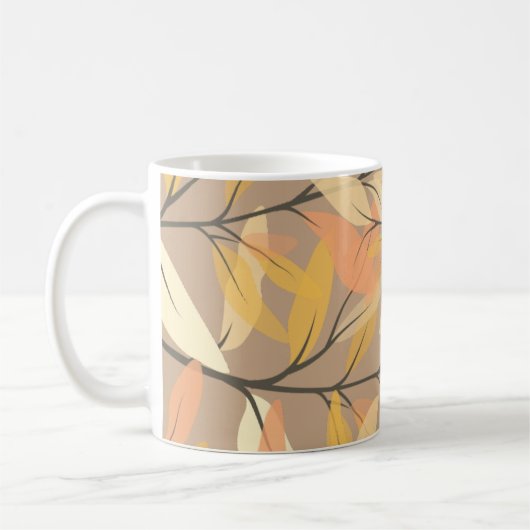 Modern Leaf and Branch Autumn Pattern Koffiemok (Links)