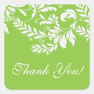 Modern Leaf Damask Dank u postzegel Vierkante Sticker