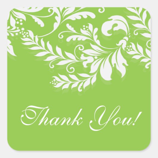Modern Leaf Damask Dank u postzegel Vierkante Sticker (Voorkant)