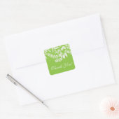 Modern Leaf Damask Dank u postzegel Vierkante Sticker (Envelop)