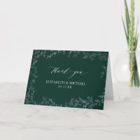 Modern Leaf Emerald Green Formal Photo Thank You