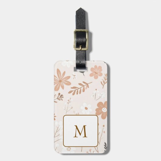 Modern Leaf & Floral Pattern Seamless Background Bagagelabel (Voorkant verticaal)