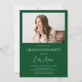 Modern Leaf Green White 2 Foto Afstudeerfeest Kaart (Achterkant)