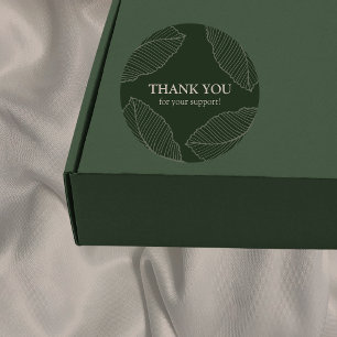 Modern Leaf Pattern Dank je wel. Ronde Sticker