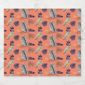 Modern Leaf Pattern Eten en Drank Label Set Sparkling Wijnetiket (Enkel label)