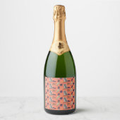 Modern Leaf Pattern Eten en Drank Label Set Sparkling Wijnetiket (Voorkant)
