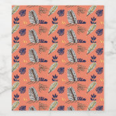 Modern Leaf Pattern Eten en Drank Label Set Wijn Etiket (Enkel label)