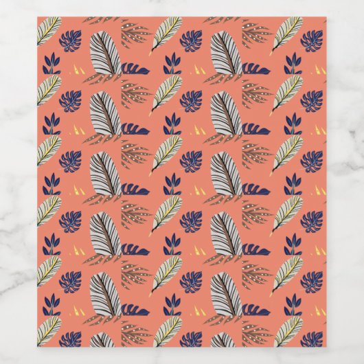 Modern Leaf Pattern Eten en Drank Label Set Wijn Etiket (Enkel label)