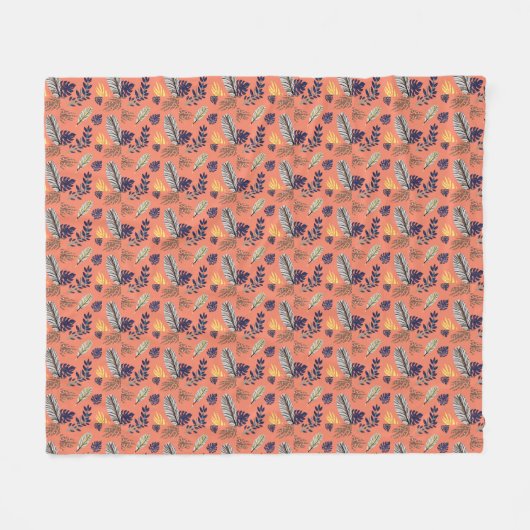 Modern Leaf Pattern Fleece Deken (Voorkant (Horizontaal))
