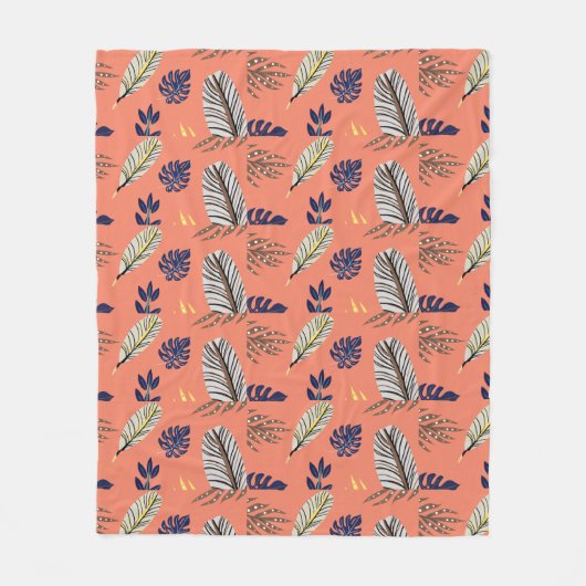 Modern Leaf Pattern Fleece Deken (Voorkant)
