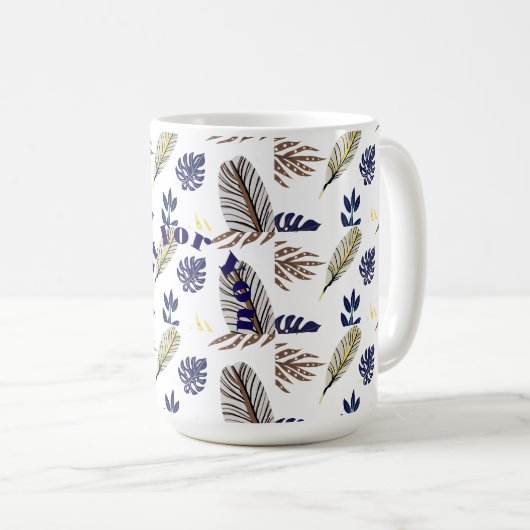 Modern Leaf Pattern Koffiemok (Voorkant rechts)
