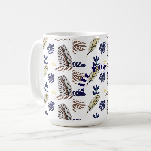 Modern Leaf Pattern Koffiemok (Voorkant links)