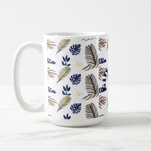 Modern Leaf Pattern Koffiemok (Links)