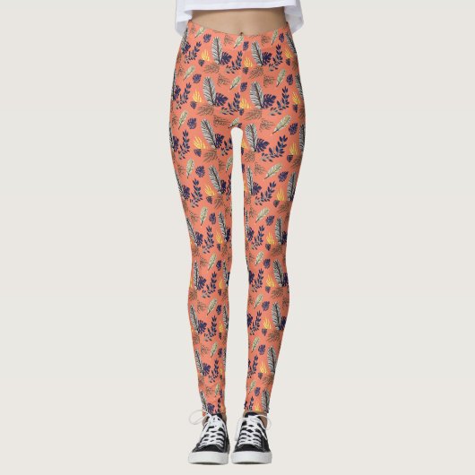 Modern Leaf Pattern Leggings (Voorkant)
