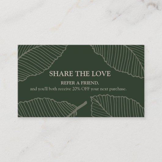 Modern Leaf Pattern Logo Business Reference Card Aanbevelingskaartje (Voorkant)