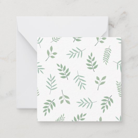 Modern Leaf Print Note Kaart in Compact Vierkant G Notitiekaartje (Voorkant)