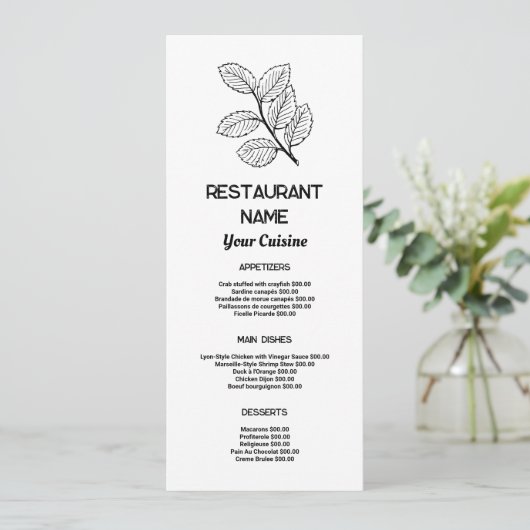 Modern Leaf, Restaurant Slimline Menu (Staand voorkant)