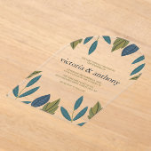 Modern Leaf Wedding Acryl Uitnodigingen (Laagn)