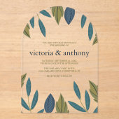 Modern Leaf Wedding Acryl Uitnodigingen (Voorkant)