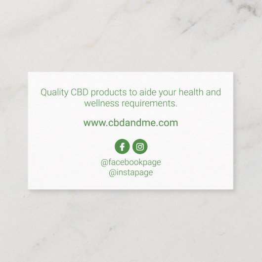 Modern Leaf White CBD Visitekaartje (Achterkant)
