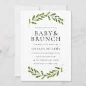 Modern Leaf Wreath Baby shower Brunch Invite Kaart (Voorkant)