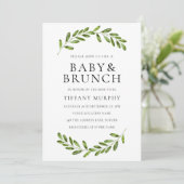 Modern Leaf Wreath Baby shower Brunch Invite Kaart (Staand voorkant)